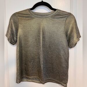 Anthropologie Porridge Gold Metallic Short Sleeve Tee